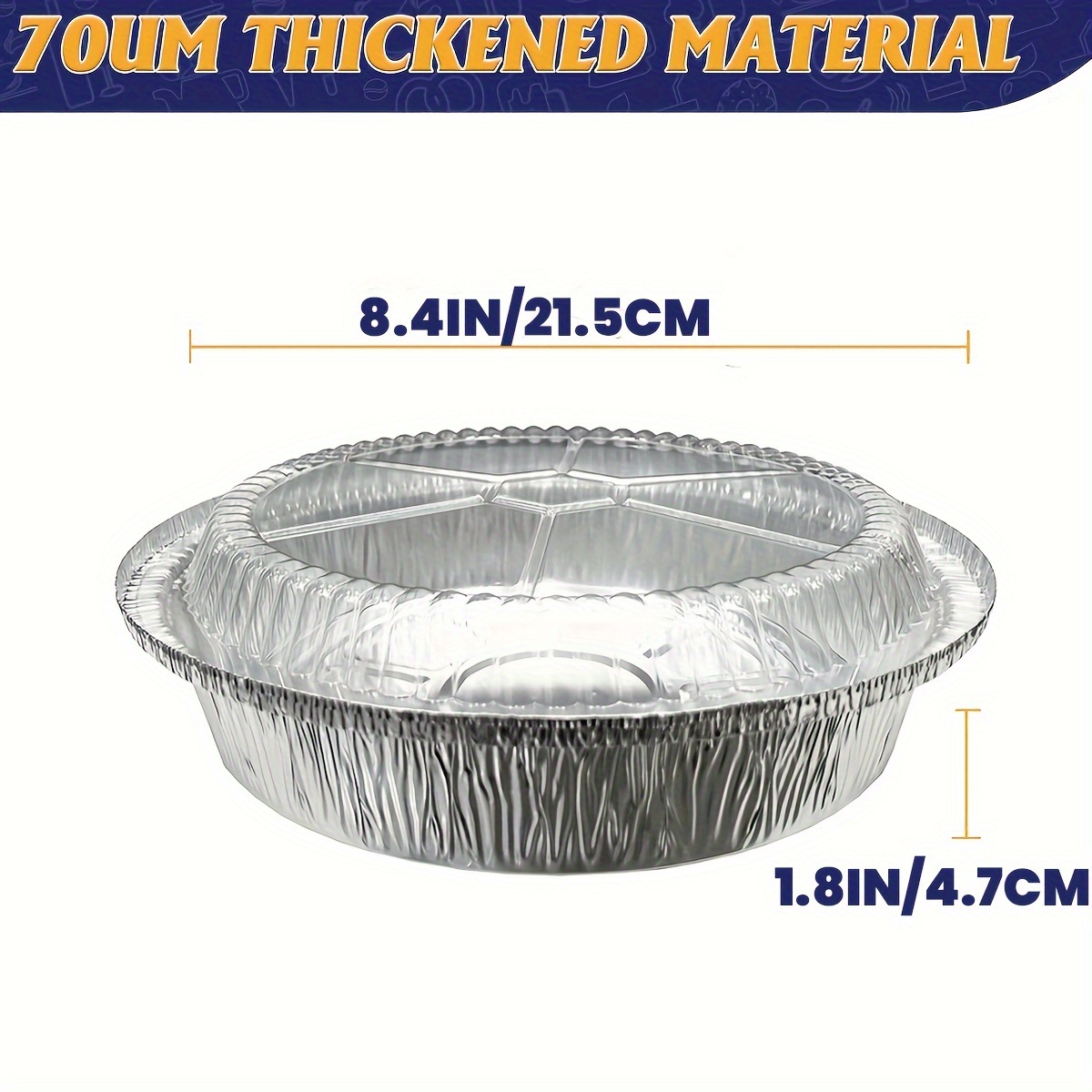 TEMU 50 Pack 8 Inch Round Aluminum Pans With Plastic Disposable Foil Pans Tin Tray For Baking, Cooking, Heating, Prepping Food