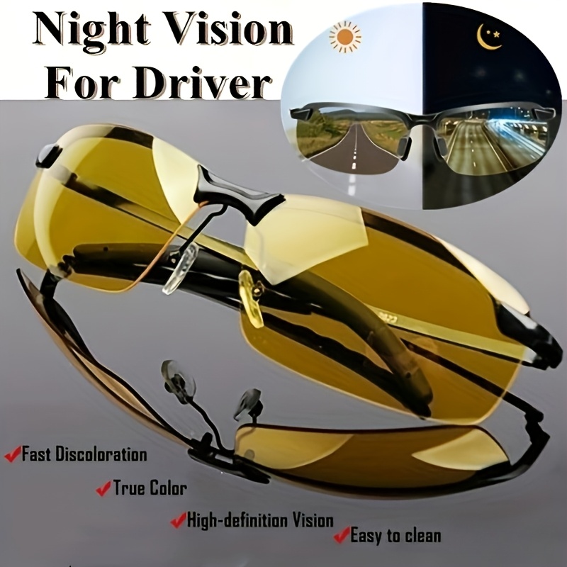 2pcs   glasses unisex fashion semi rimless anti glare driving goggles suitable for night driving