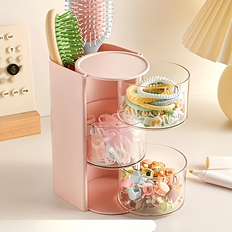 TEMU Boîte de rangement cosmétique, organisateur de houppette à poudre et de pinceaux de Cosmétique, œuf multicouche de bureau, Cosmétique, élastique