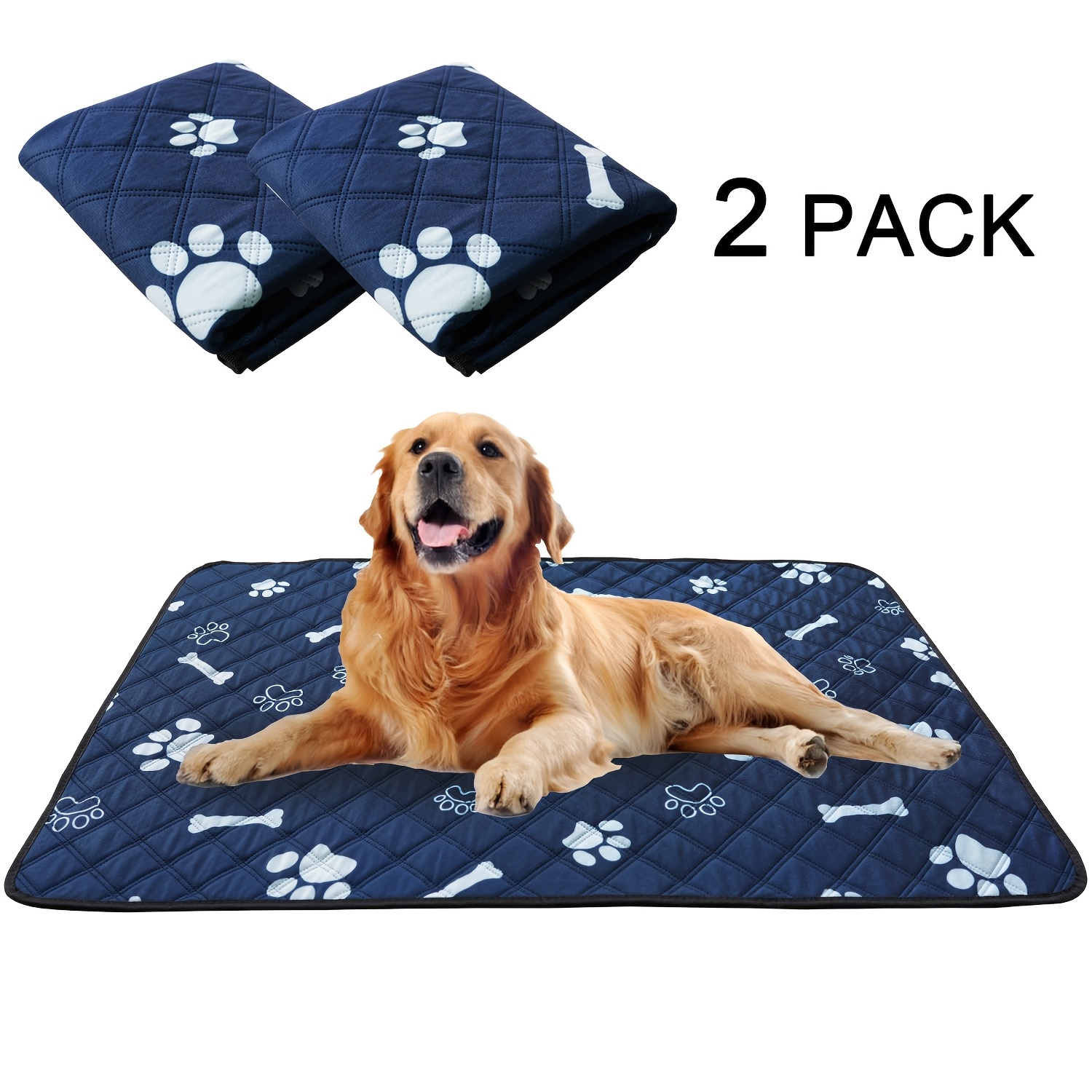 TEMU 2 Pack Washable Dog Pee Pads - Absorbent Leak Proof Puppy Pads, Reusable Pet Training Pads, Non-slip Pee Pad For - For Pet Owners - Suitable For