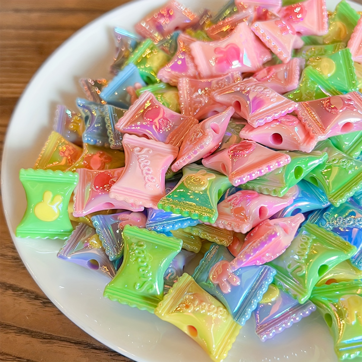 15 pcs acrylic colorful square candy bead charms Temu