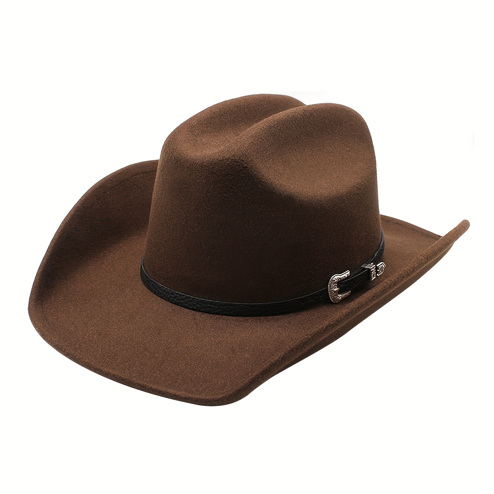 Unisex Western Hat: Felt Wide Brim Soft Felt Hat With - Unisex