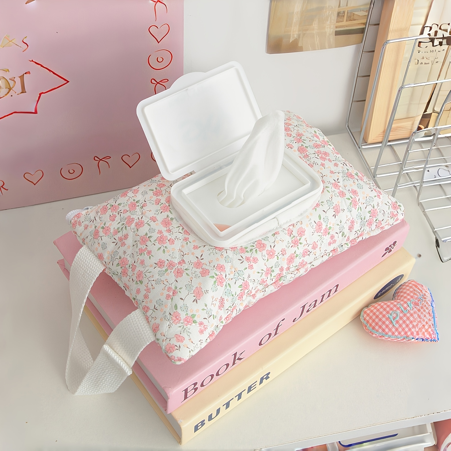 Temu – TEMU 1 Korean-style Printed Car Tissue Box, Dustproof Tissue Cover, Car/home Tissue Storage Pouch, Cute Wipes Hanging Bag For Strollers, Parent Bag,