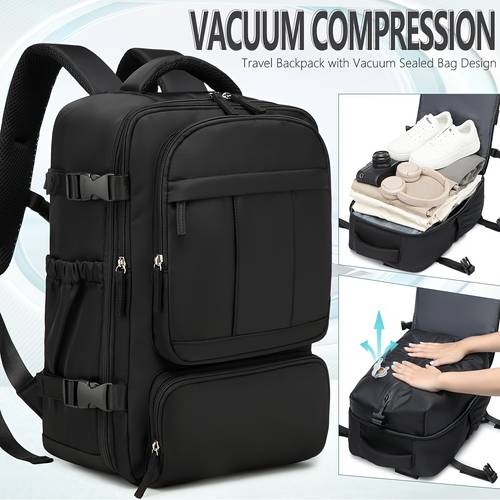 vacuum compression travel backpack ryanair carry on size air pump set included laptop bag multi compartment large capacity nylon material durable and sturdy meeting travel needs