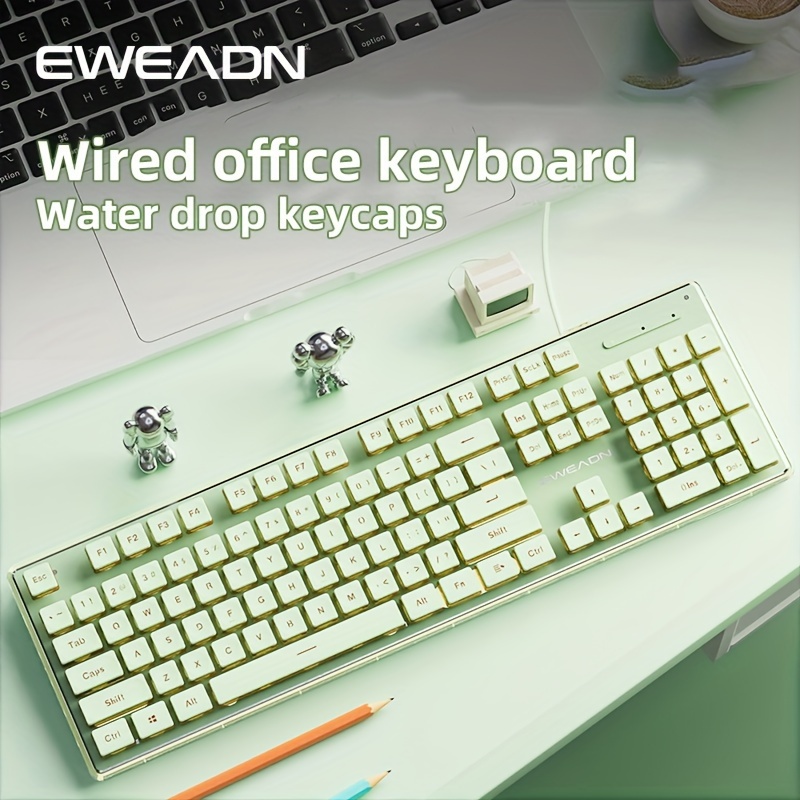 

Eweadn V3 Mechanical Gaming Usb Only Wired Keyboard, 104 Keys Full Size With Keycaps, Panel, And Quiet Keyboards Light Up, For Games And Office(green & Pink)