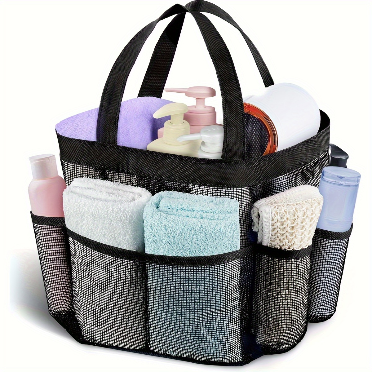 

Travel Bag, Portable And Hanging Shower Tote Bag With 8 Mesh Compartments, Essential For College Dorms, Suitable For Large Capacity Showering In Dorms, Ideal For Bathrooms