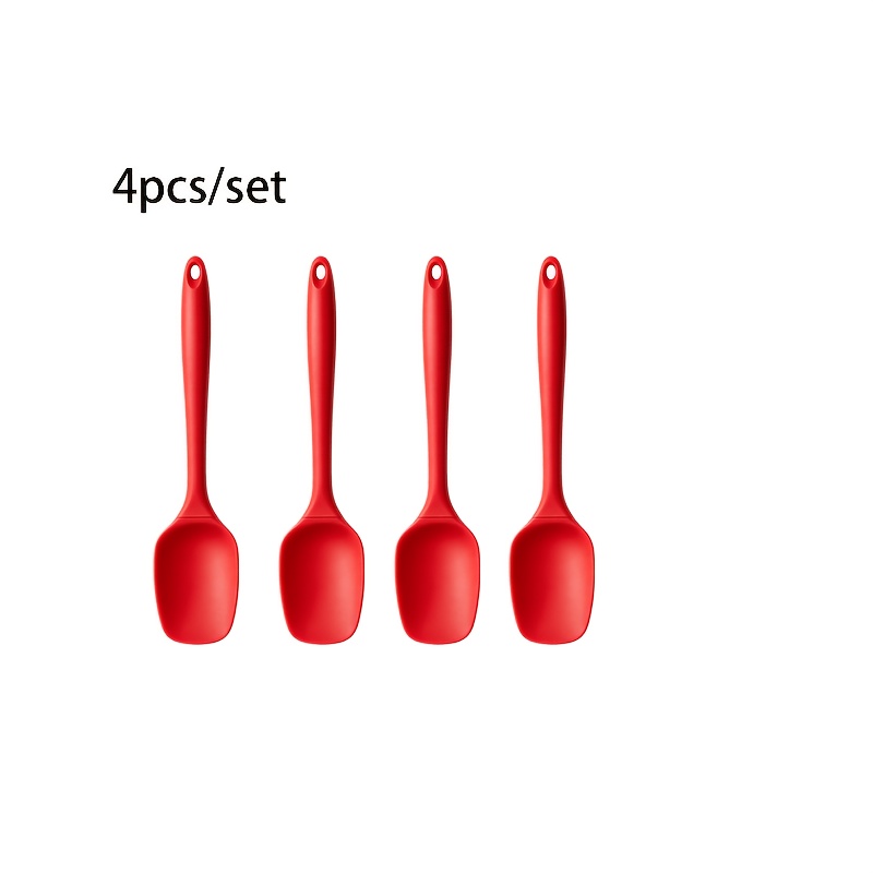 TEMU Set spatole a T in silicone, per marmellata, crema, cucchiaio da miscelazione e piccolo raschietto resistente al calore, utensili da , elementi