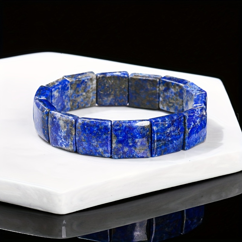 

Vintage Boho Square Beaded Lapis Bracelet, Unisex Fashion Stretch Wristband For , Gift - Ideal For Christmas All