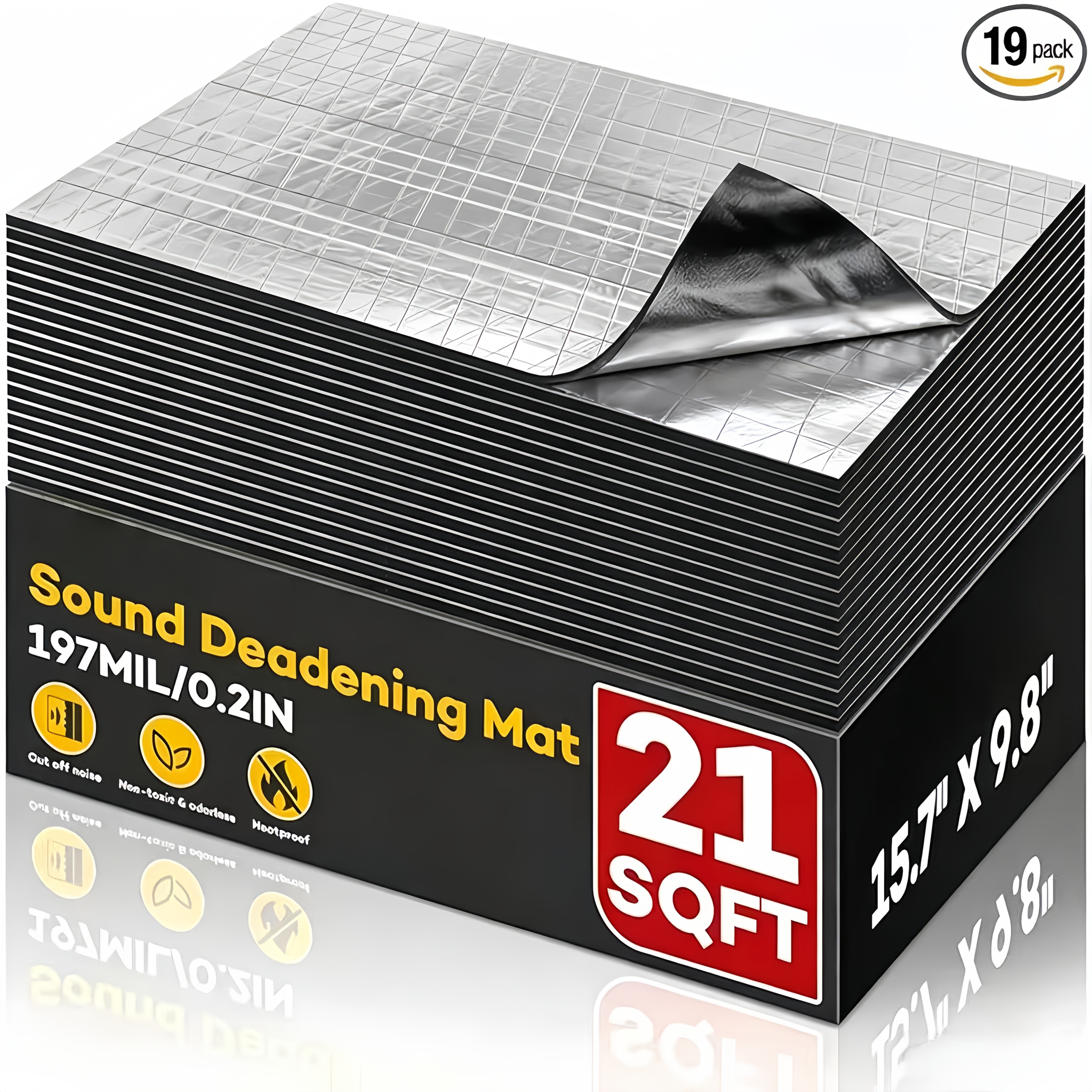 TEMU Sound Deadening Material For Cars, 197 Mil (5mm) 21 Sound Deadening, Aluminum Foil Foam Sound Deadener, Noise Insulation And Vibration Dampening