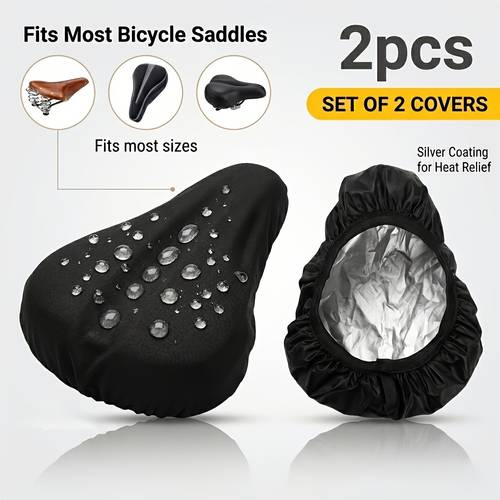 2pcs black elastic bicycle seat covers durable polyester protectors for road mtb bikes fit unisex adult cycling accessories seat protector sleek design flexible protection