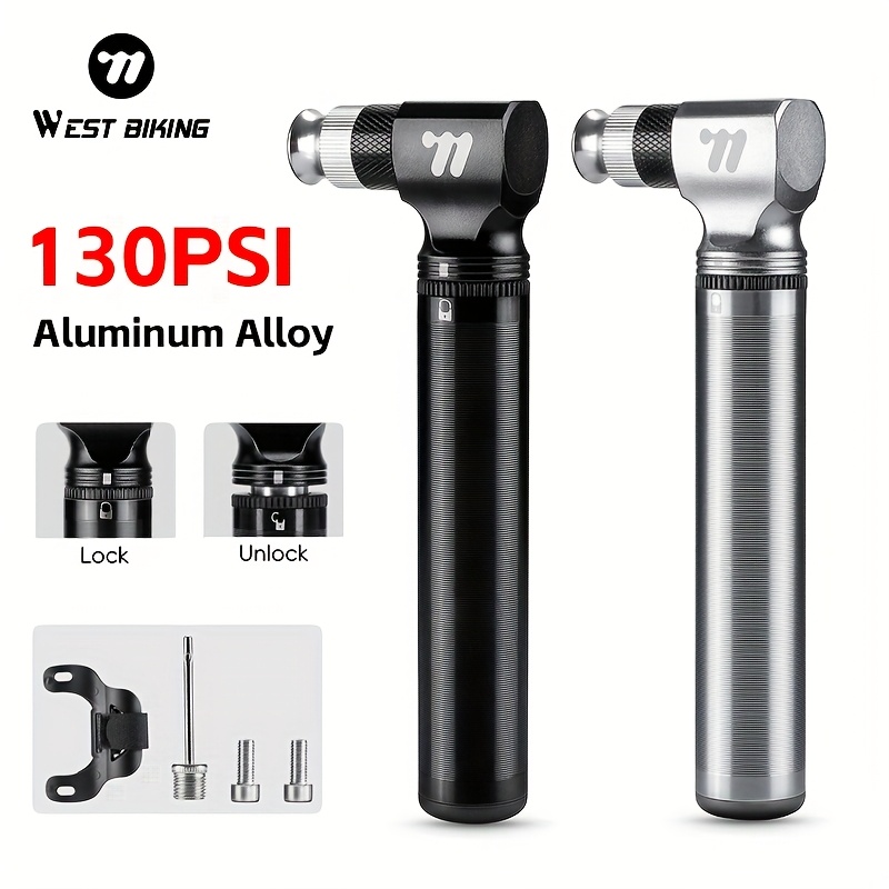 Mini Pompe à Vélo CO2 WEST BIKING – Noir – Gonfleur Pour Valves Presta Et Schrader
