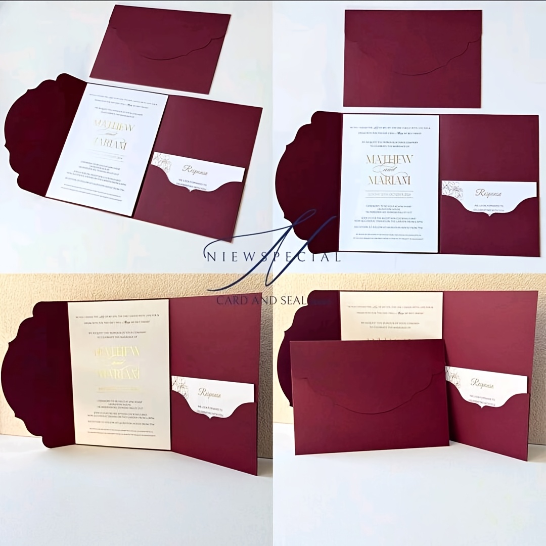 E-shop 10er-Set dreifach gefaltete Taschenumschläge für Hochzeitseinladungen, einfache Einladungsumschläge für Verlobung, Taufe, DIY-Einladungen, 5*7