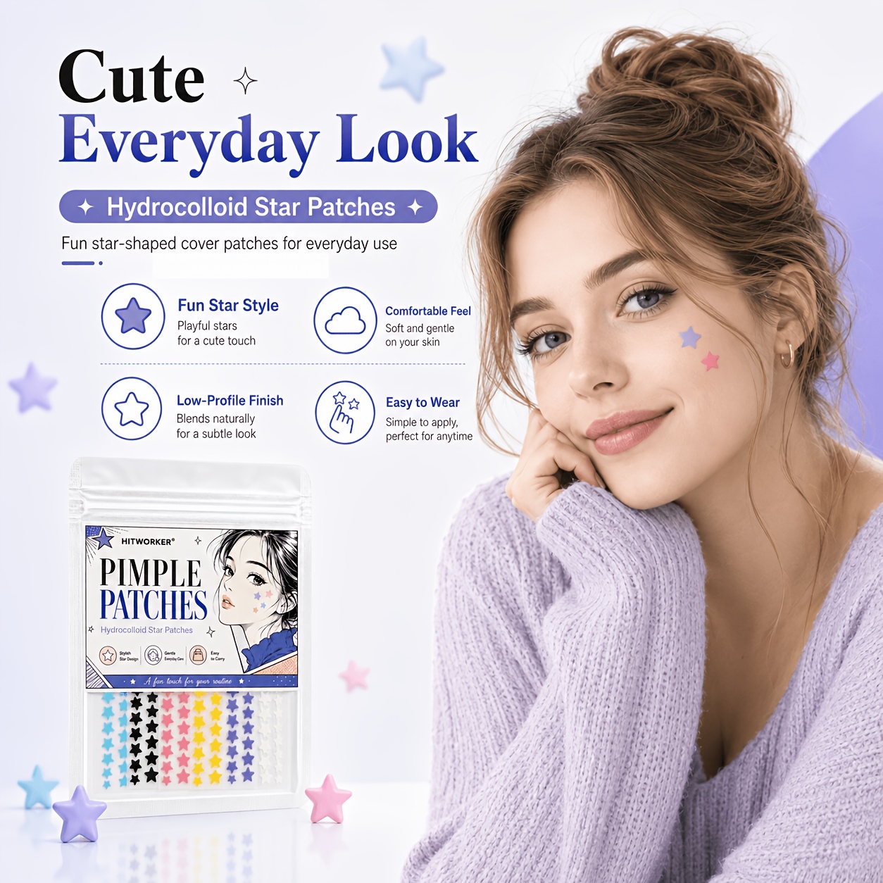 240pcs Colorful Hydrocolloid Star Pimple Patch for Skincare