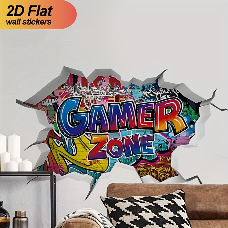 2d Flat Large Gamer Wall Sticker, Iconic Gaming Console Poster, Bedroom Room Decor Wall Decal