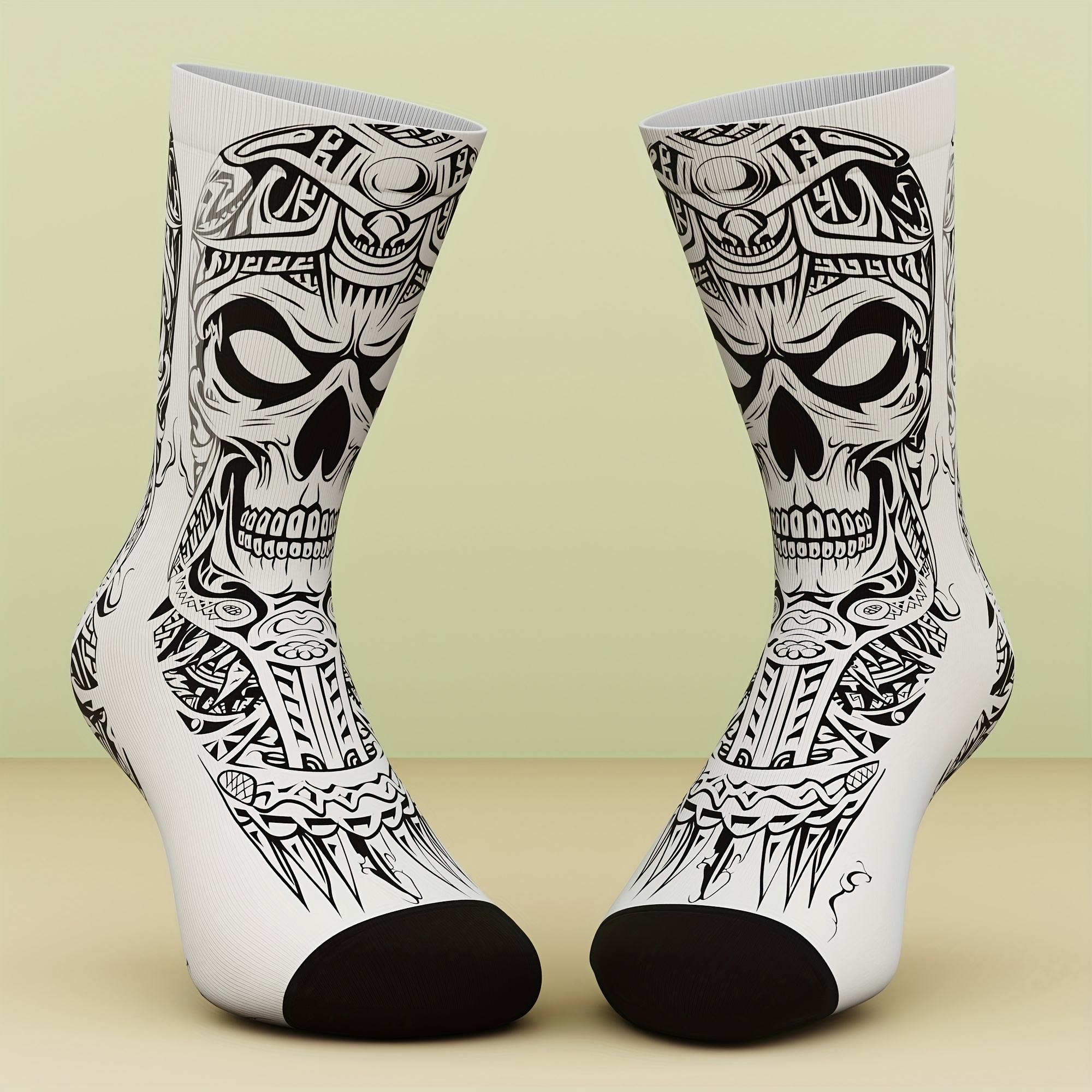 Image of 1 Pair Of Unisex Socks, Creative Patterns, Fashionable And Comfortable, For Outdoor Sports, 3d Digital Printing , Sock Gift