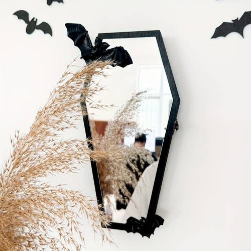 1pc gothic coffin shelf black wooden wall 5 tier shelves with hooks bat can store jewelry ornaments decorations crafts gems etc