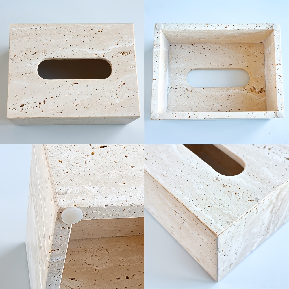 1pc Light Luxury Marble Tissue Box, Hand Towel Box, Countertop Home Living Room Bathroom Creative Hotel Tissue Dispenser