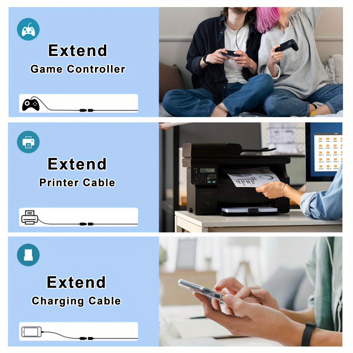 I-Zclive High-Speed USB 2.0 Extension Cable - Oxygen-Free Copper, Male to Female, Type A to A for Flash Drives, Hard Drives, Printers & Webcams, I-ZCLIVE
