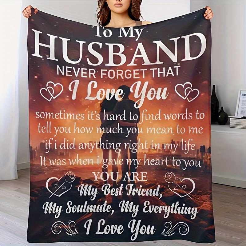 

1pc Blanket - To My Husband, I You, Blanket For Sofa, , , Camping, Bed, , And For A