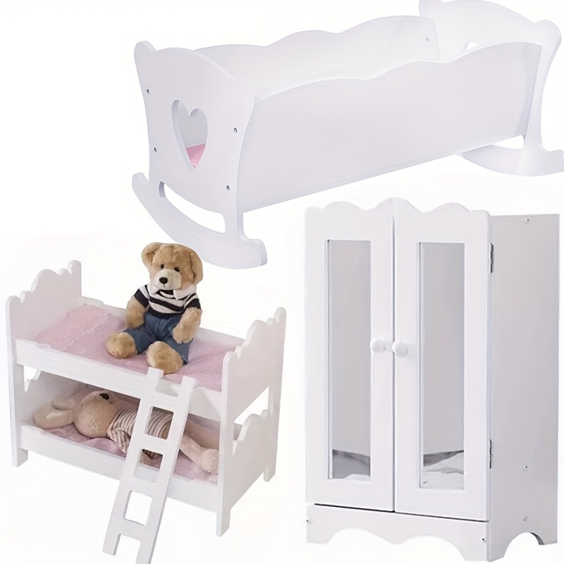 Muebles de Muñecas de Madera Cuna de Muñecas con Ropa de Cama/Cuna de  Muñecas con Cuna de */ Cama de Juego para Muñecas con Esc
