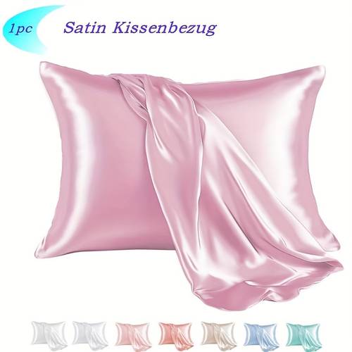 luxuriöser, weicher satin-kissenbezug | atmungsaktiv, hautfreundliche kühlung, unifarben mit umschlagverschluss, maschinenwaschbar - schlafzimmer-essentials für