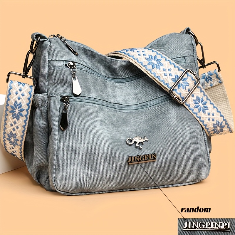Image of New Women's Fashion Ethnic Style Shoulder Bag, Vintage Multi-pocket Large Capacity Crossbody Bag, Daily Small Square Bag, Vacation Casual Beach Bag [random Label]