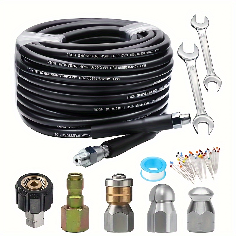 

Eveage Magic Companion 100 Ft Sewer Jetter Kit For Pressure Washer, Sewer Kit, Drain Cleaning Hose For Pressure Washer, 5800psi Hose 1/4 Inch Npt