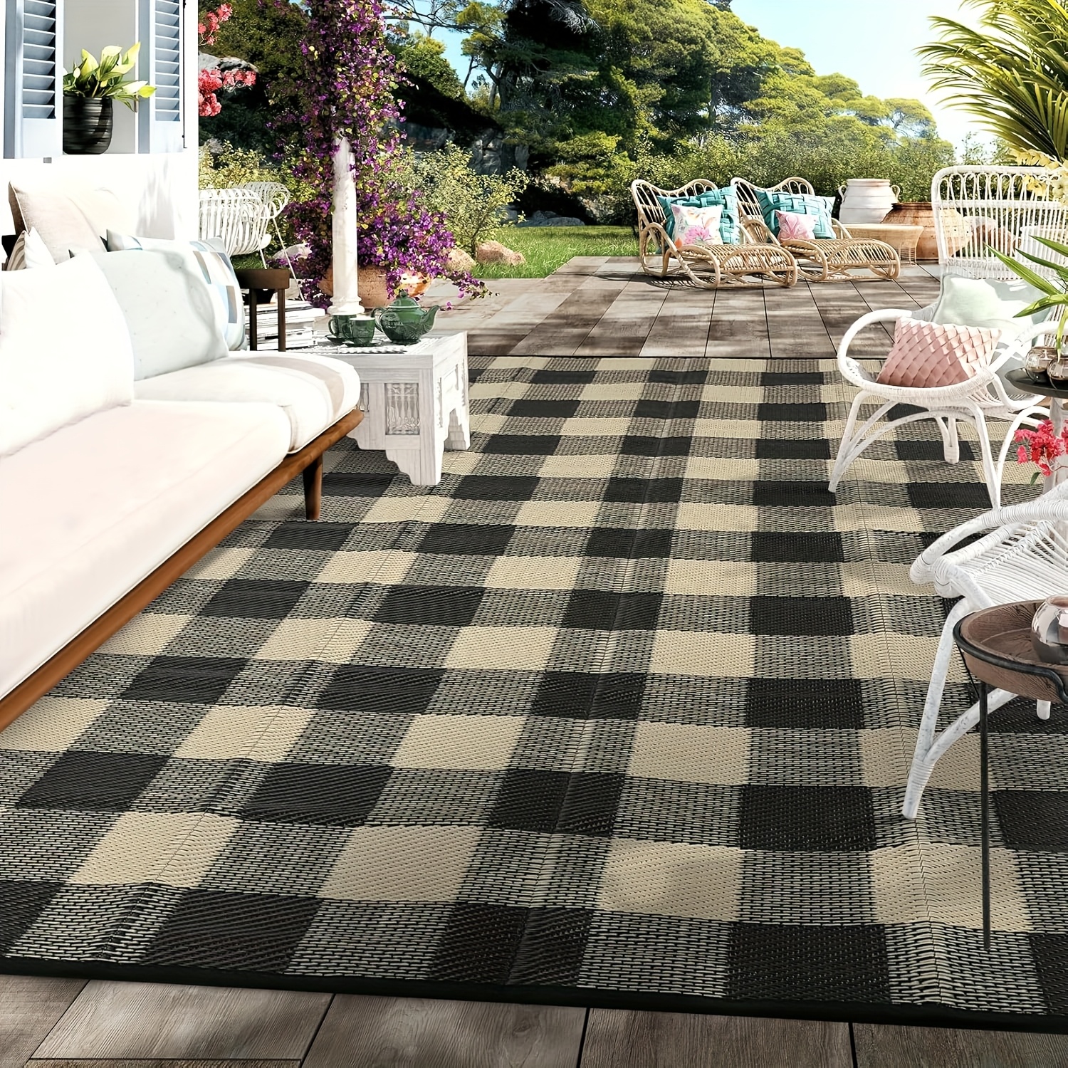 outdoor rug     plastic straw rug large outdoor rugs reversible plastic outdoor rug waterproof modern patio floor carpet mat modern lattice rugs for camping backyard porch rv pool deck picnic beach trailer black coffee
