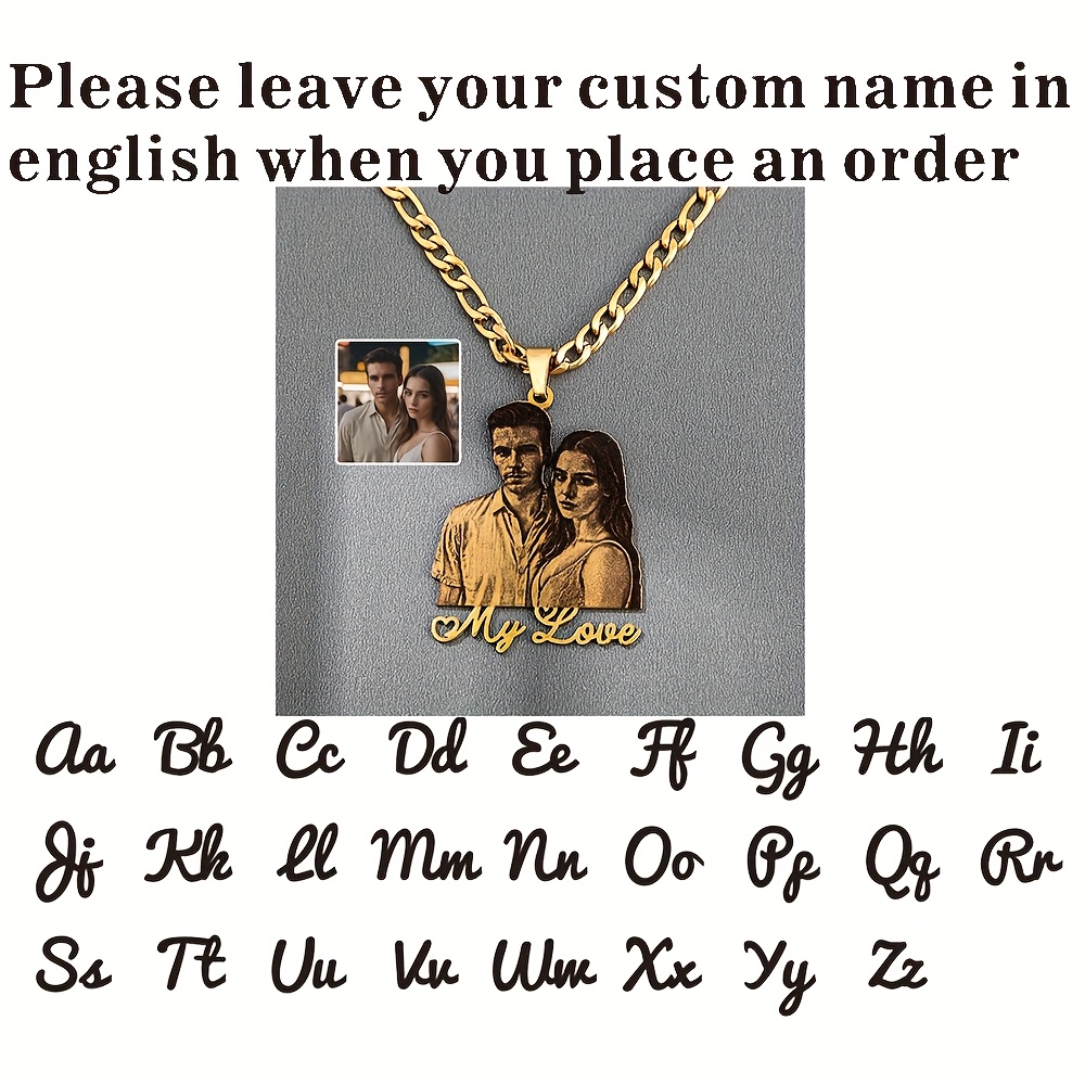 Image of 1pc Stainless Steel Plated Chain Women's Pendant Necklace Personalized Custom Photo Text Suitable For Anniversary Festival Gift