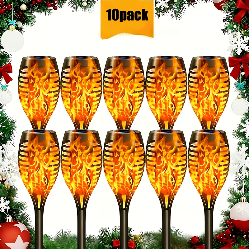 4 to 20pcs Outdoor Solar Torch Lights Warm LED Flame Effect for Yard Garden Decor IP55