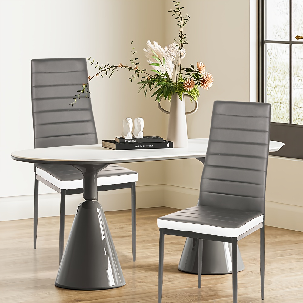 TEMU Ensemble de chaises, Chaise à manger, Haute pour cuisine, Siège en simili-cuir avec base métallique, Adapté aux à manger, salons, cuisines et