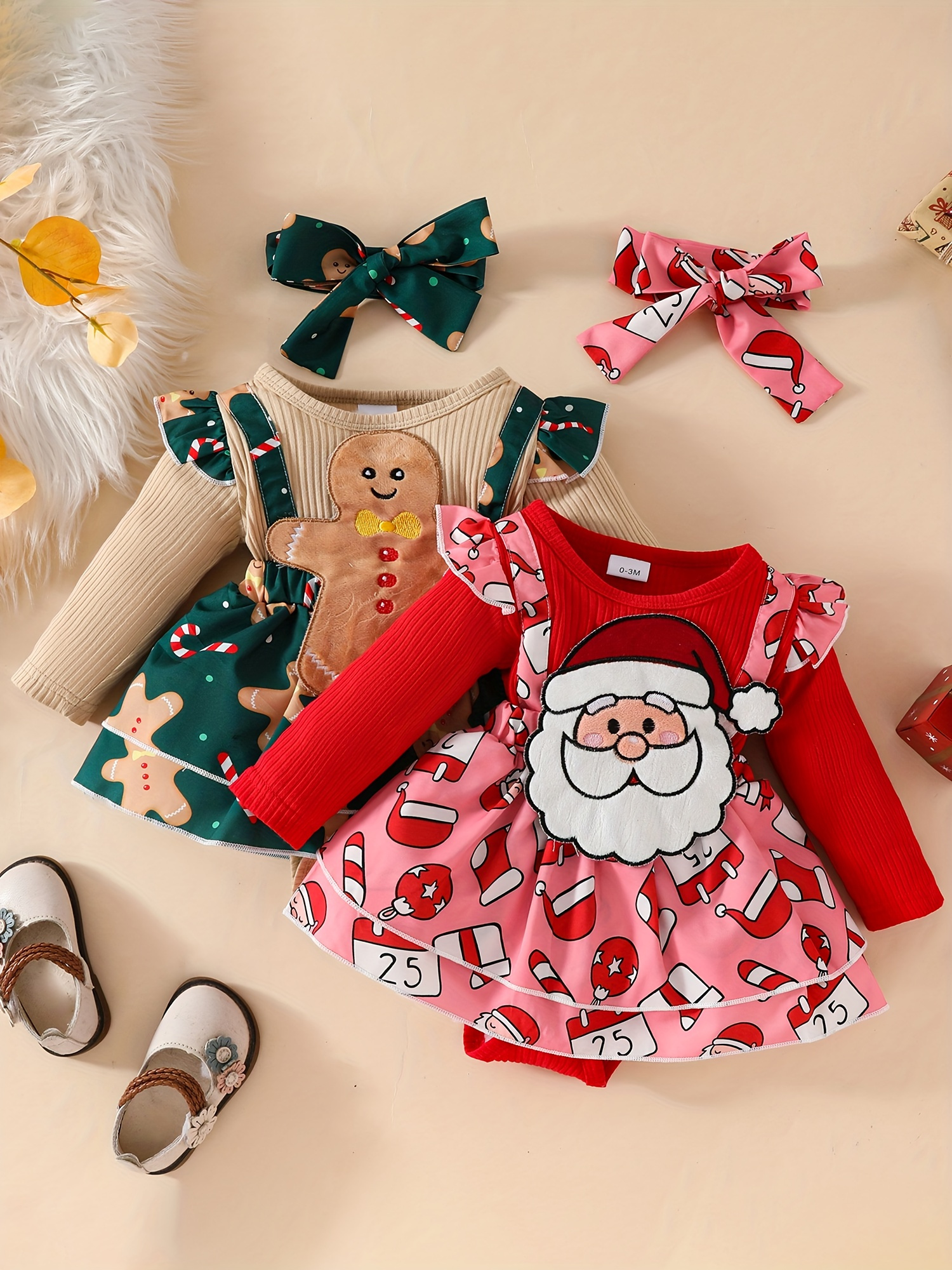 2pcs festive baby girls christmas dress set long sleeve - Temu