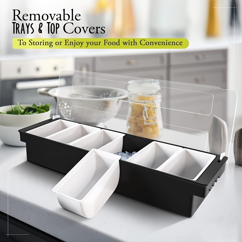 1pc Cold Seasoning Box, Ice Cooled Condiment Caddy Server, 6-Compartment  Serving Tray And Dispenser Containers, Bar Ice Tray With Lid, Fruit  Container