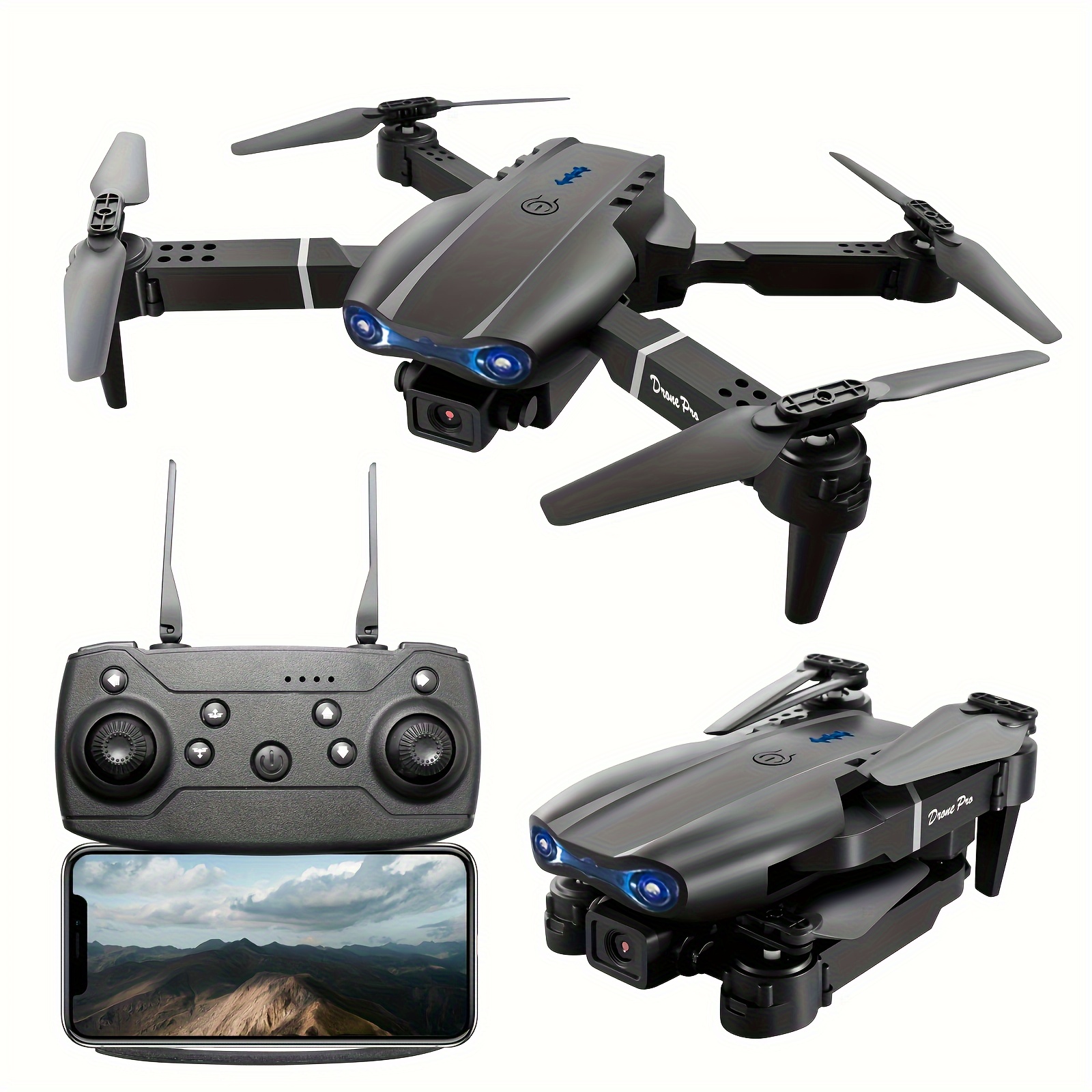 e99 pro with hd camera, wifi fpv hd dual foldable rc hold, remote