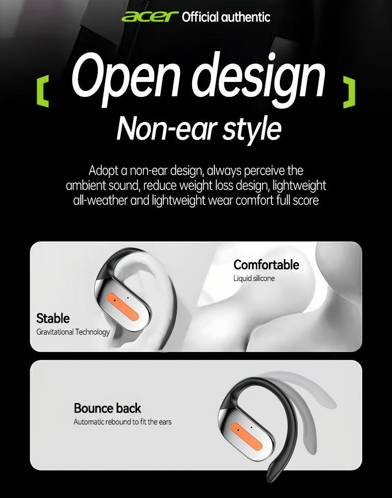 Exclusive Acer True Wireless Earphones with Microphone, TWS Headphones, Touch Volume, Wireless Sports Earhooks, LED Display Charging Case, Half Open Back, HD Talk, Compatible with Mobile Phones, Rechargeable Battery, Type-C Charging, Suitable for Adults 13 Acer True Wireless Earphones with Microphone, TWS Headphones, Touch Volume, Wireless Sports Earhooks, LED Display Charging Case, Half Open Back, HD Talk, Compatible with Mobile Phones, Rechargeable Battery, Type-C Charging, Suitable for Adults