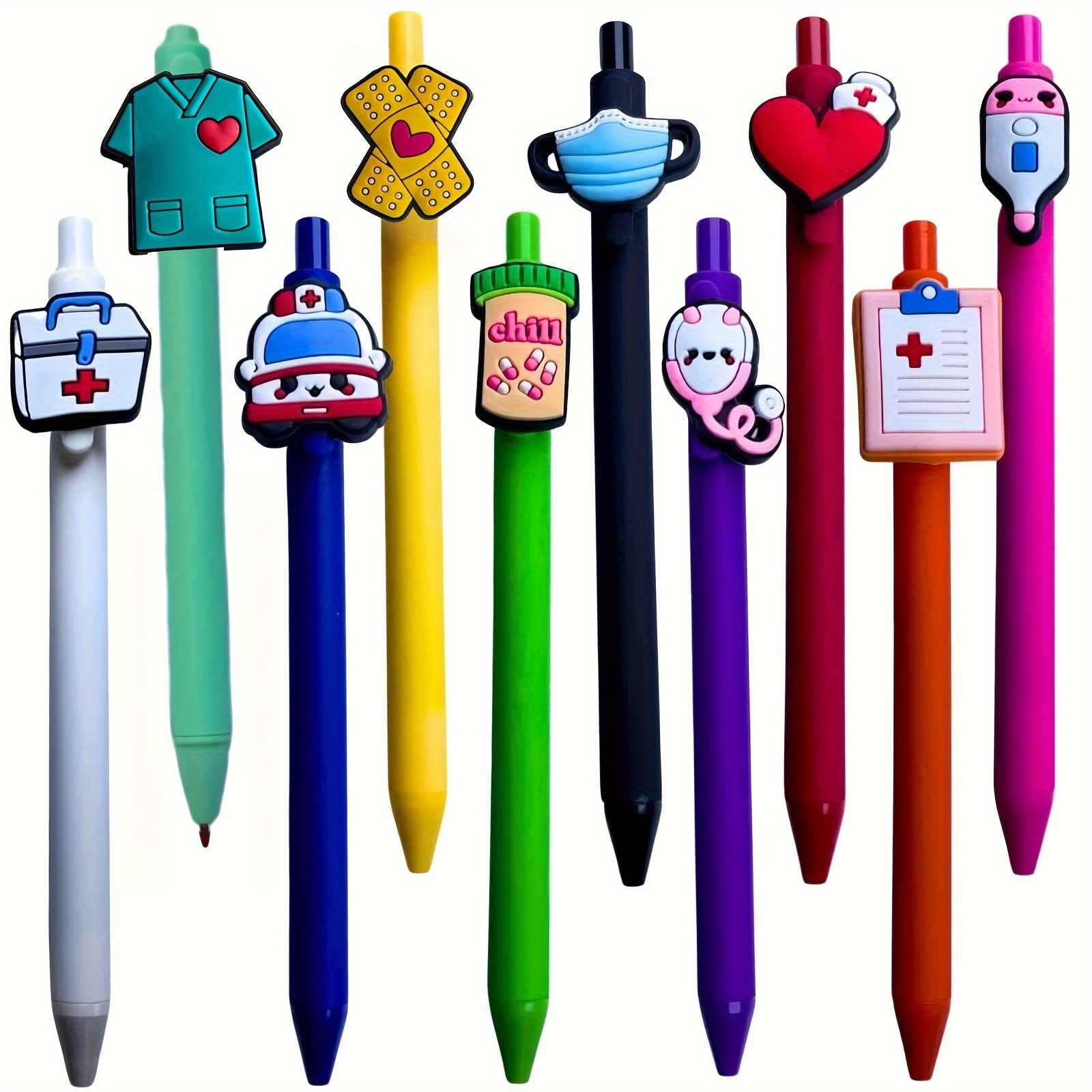 

10/5/3 Pack Nurse-themed Ballpoint Pens Set With Heart & Syringe Designs - Durable Plastic Material, Ideal For Medical Professionals, Office Decor, Nursing School Supplies, Gifts For 18+ Years