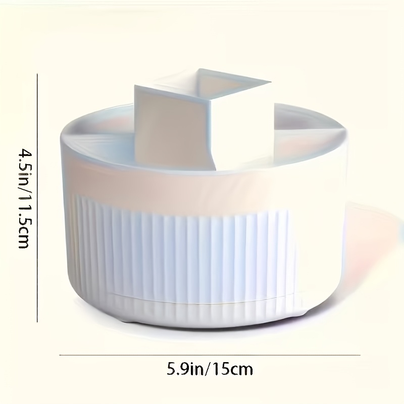TEMU Light Luxury Vertical Stripe 360° Rotating Compartment Pen Holder, Multi-section Round Desktop Stationery Organizer, Large-capacity Plastic