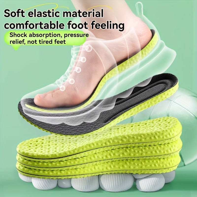 1 Pair Wormwood Deodorizing Insoles, Breathable Sweat-Absorbent EVA Shoe Pads, Shock-Absorbing Elastic Running Inserts for Men & Women, Comfortable Soft Sports Footbeds for Outdoor Activities