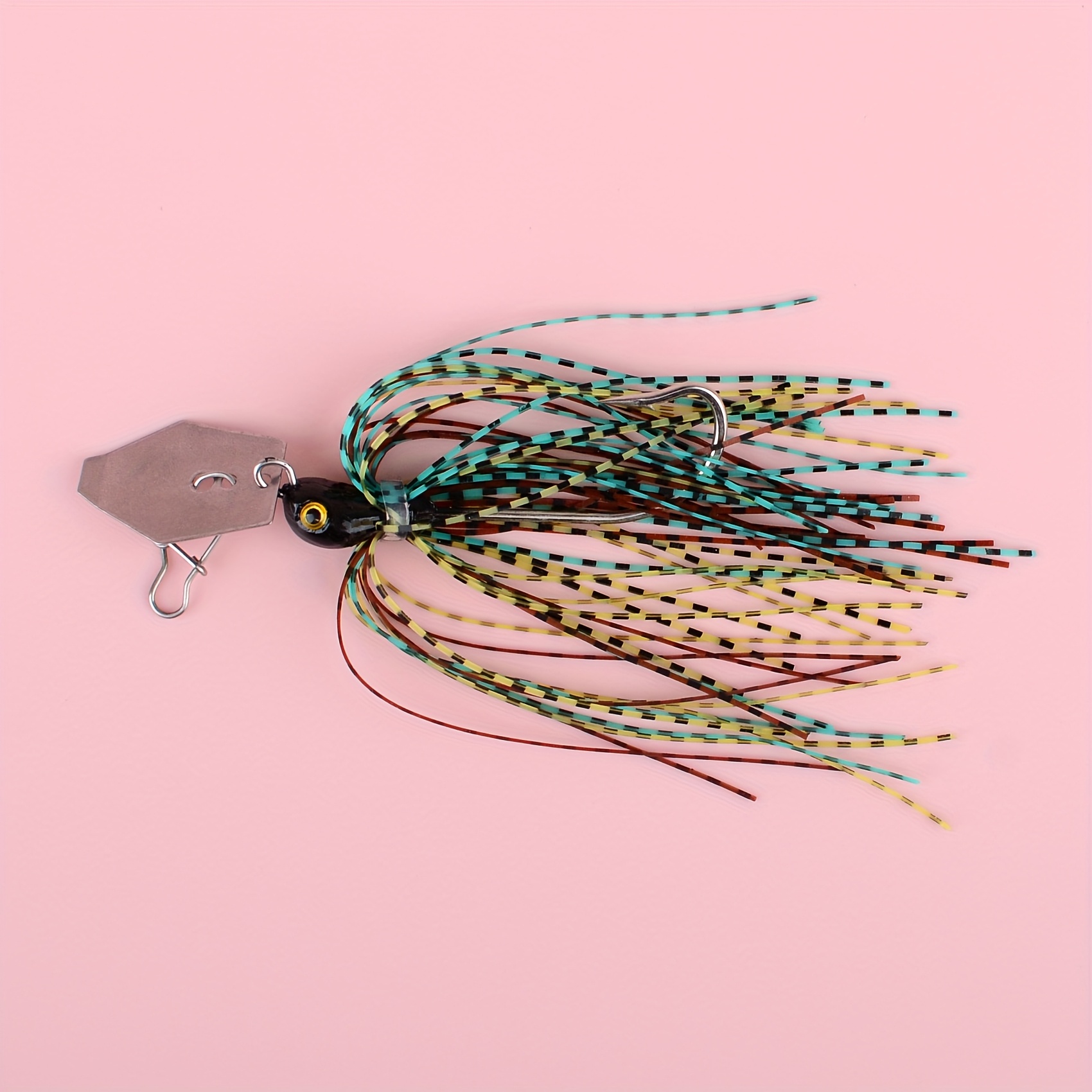 TEMU 1pc Kit de Señuelos de Pesca Spinner Bait con Cabeza de Jig de Goma, Hoja Metálica y Anzuelo, Sin , Spinnerbait