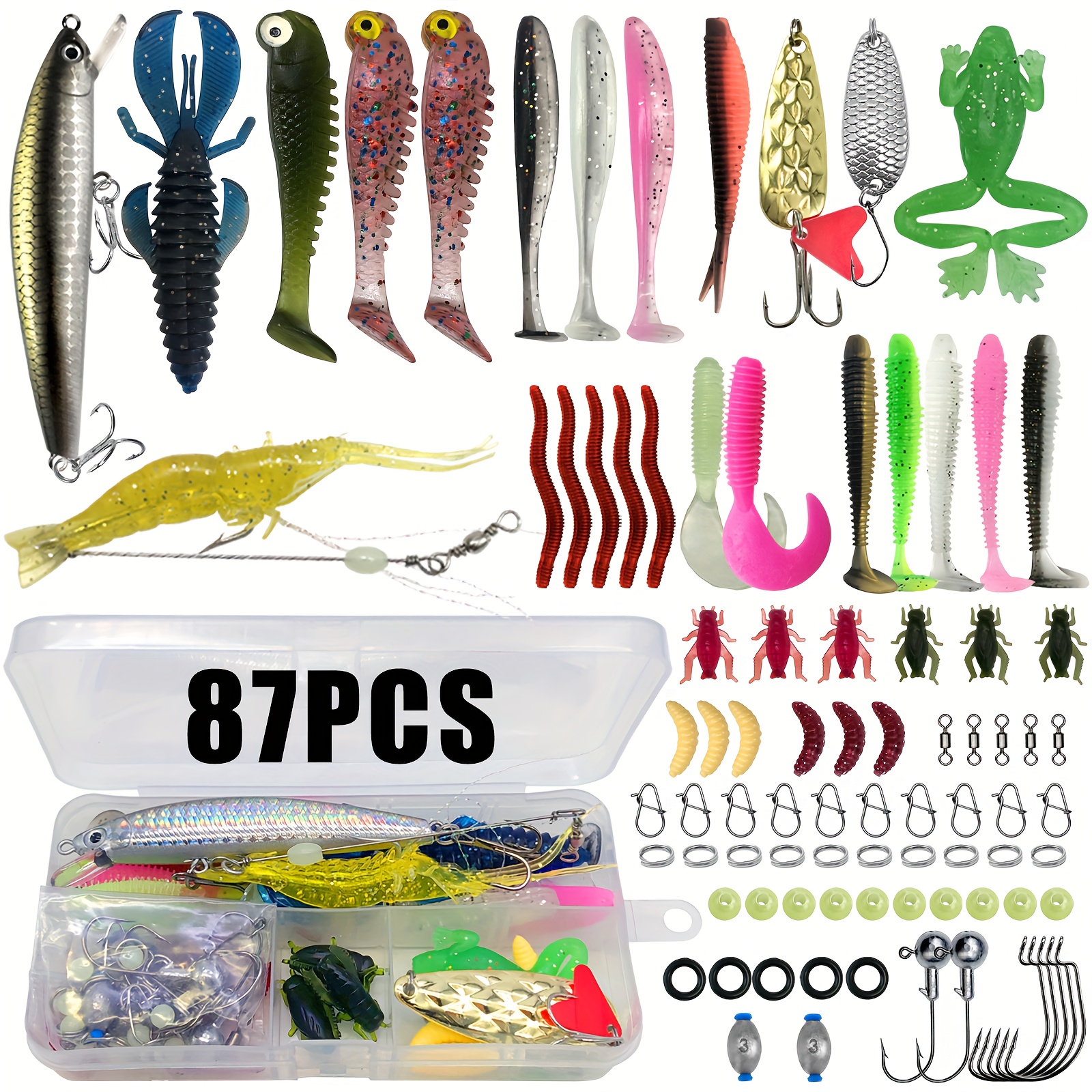 87 111 137 377pcs fishing lure sets packed in a plastic box - Temu Mauritius