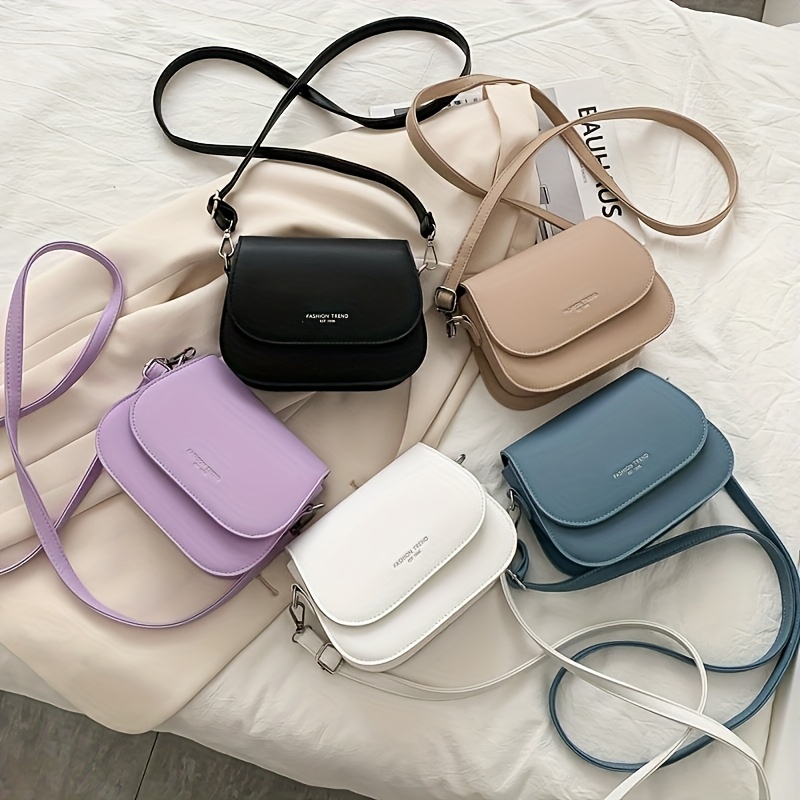 Bolso de Hombro para Mujer Primavera - Bolso Bandolera de Cuero Sintético Elegante, disponible en colores sólidos como blanco, , beige, azul claro, etc., diseño cuadrado sencillo con correa ajustable, adecuado para uso diario, novedoso clip de cuero sintético, se puede personalizar el nombre y logotipo
