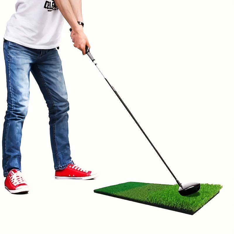 

1pc Golf Practice Hitting Mat With Eva Base - 3-in-1 Multi-functional Turf Mat For Chipping, Swinging, And Driving Drills - Portable Golf Training Aid With 3 Grass Textures