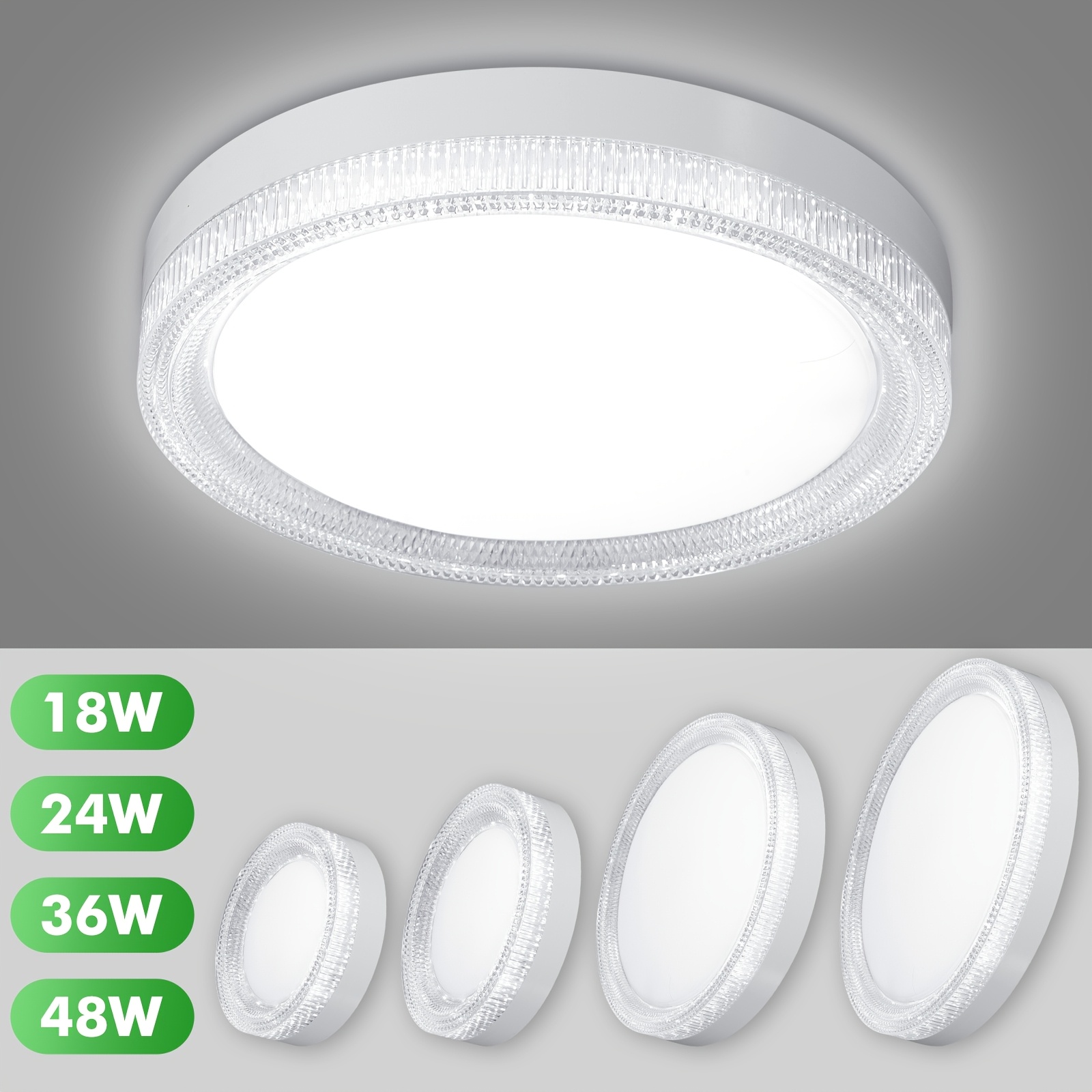 

1pc Round Ceiling Light, 18w 24w 36w 48w Round Recessed Led Flush Mount Ceiling Lighting Fixture For Kitchen, Bedroom, Living Room, Closet Room, Hallway,