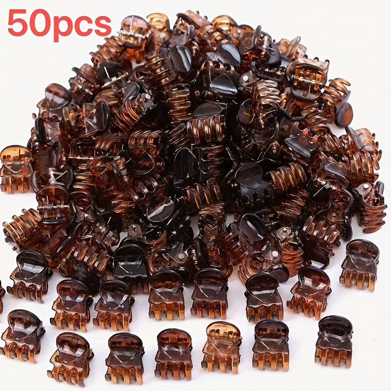 50pcs Cute Resin Hair Claw Clips, Mixed Colors, Easy And Delicate, Suitable For Women And, Suitable For Fine And Soft Hair
