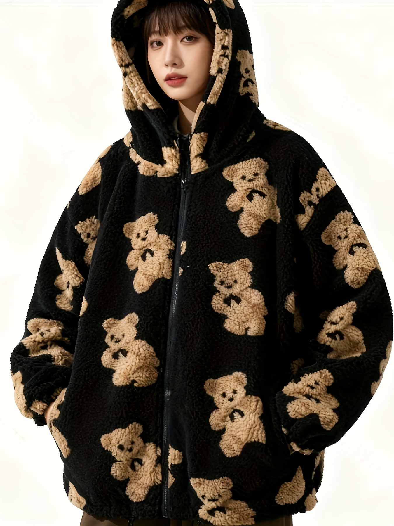 teddy bear hoodie sold on Temu United States