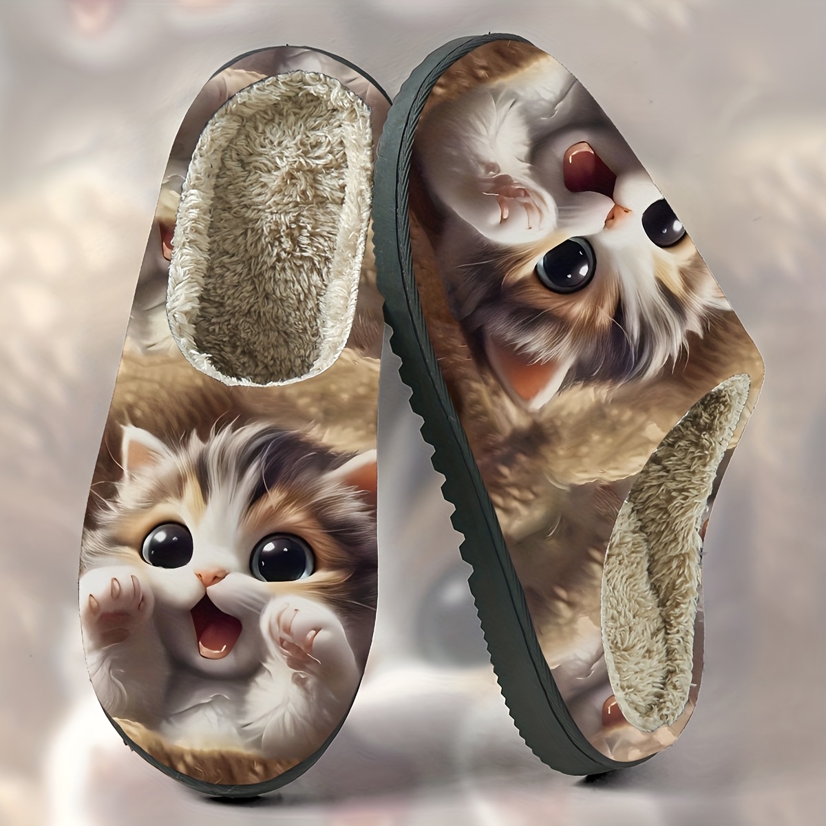 Image of Women's Cozy Plush Slippers Suitable For - Winter-ready Slip- /outdoor With Soft Warm Sole, Cushioned For Camping, Christmas & Floors, Women Shoes