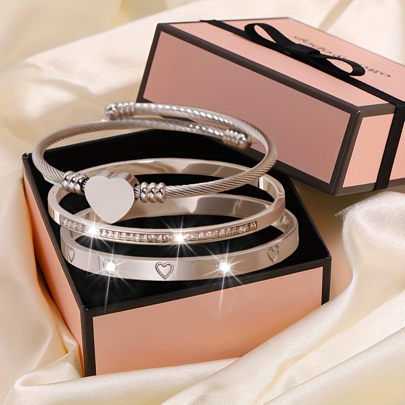 3pcs Vintage Stretch Heart Design Jewelry Set