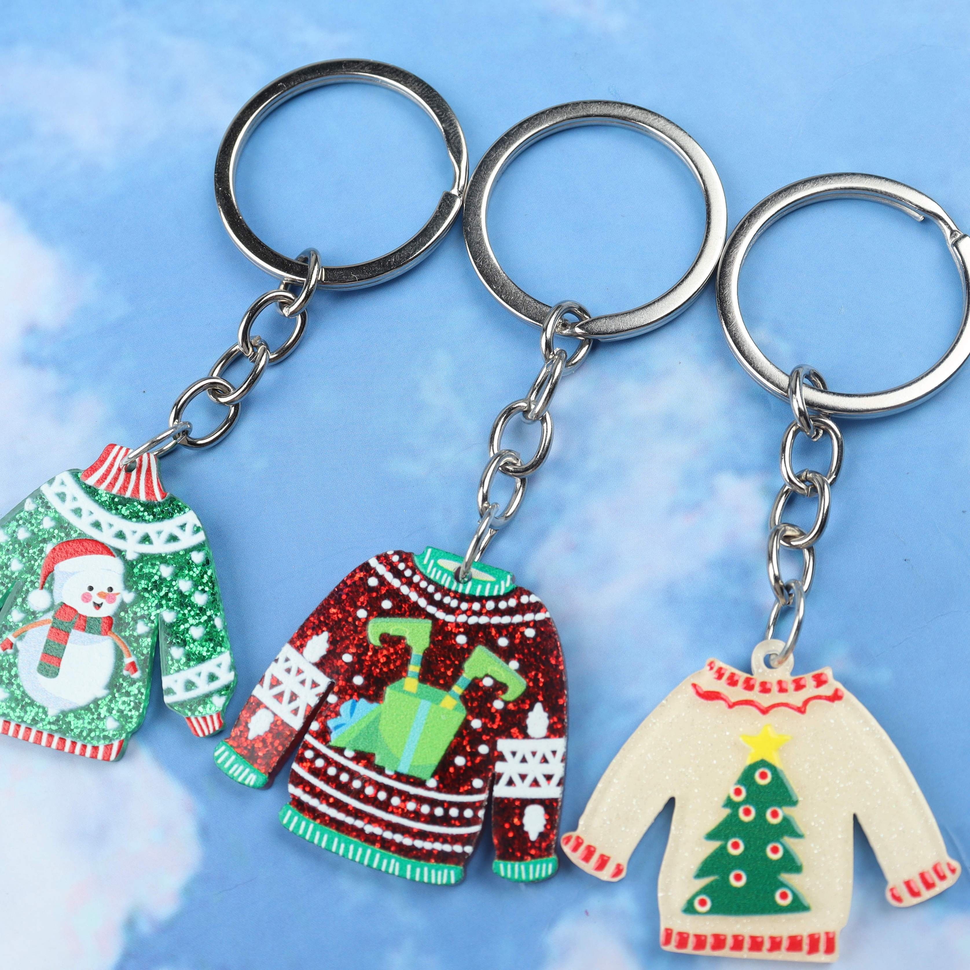 

Christmas Sweater Keychain - Acrylic, Holiday Charm For Bags & Keys, Best For Christmas