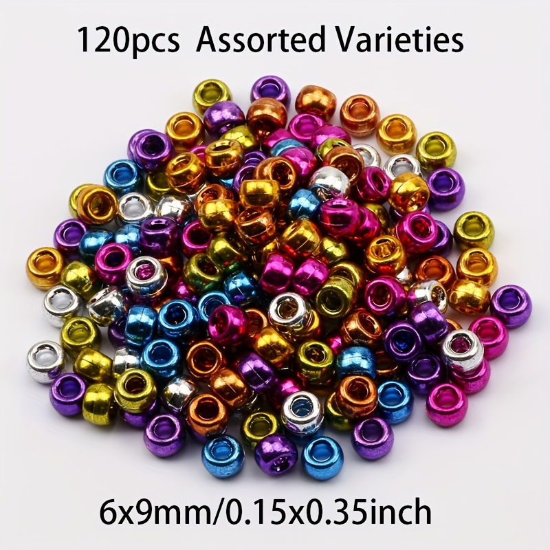 Image of Mixed Colors 6x9mm 120pcs Random Large Hole Acrylic Beads Suitable For Jewelry Making, Handmade Bracelet Necklace Craft, Colorful Bead Additions