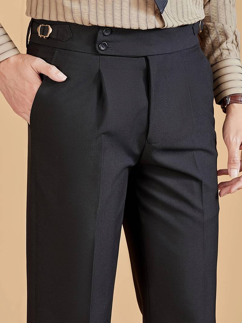 Pantalon Droit Vintage Pour Homme - Léger, Confortable, Style Britannique Polyvalent Pour Le Travail, Le Sport Ou La Ville